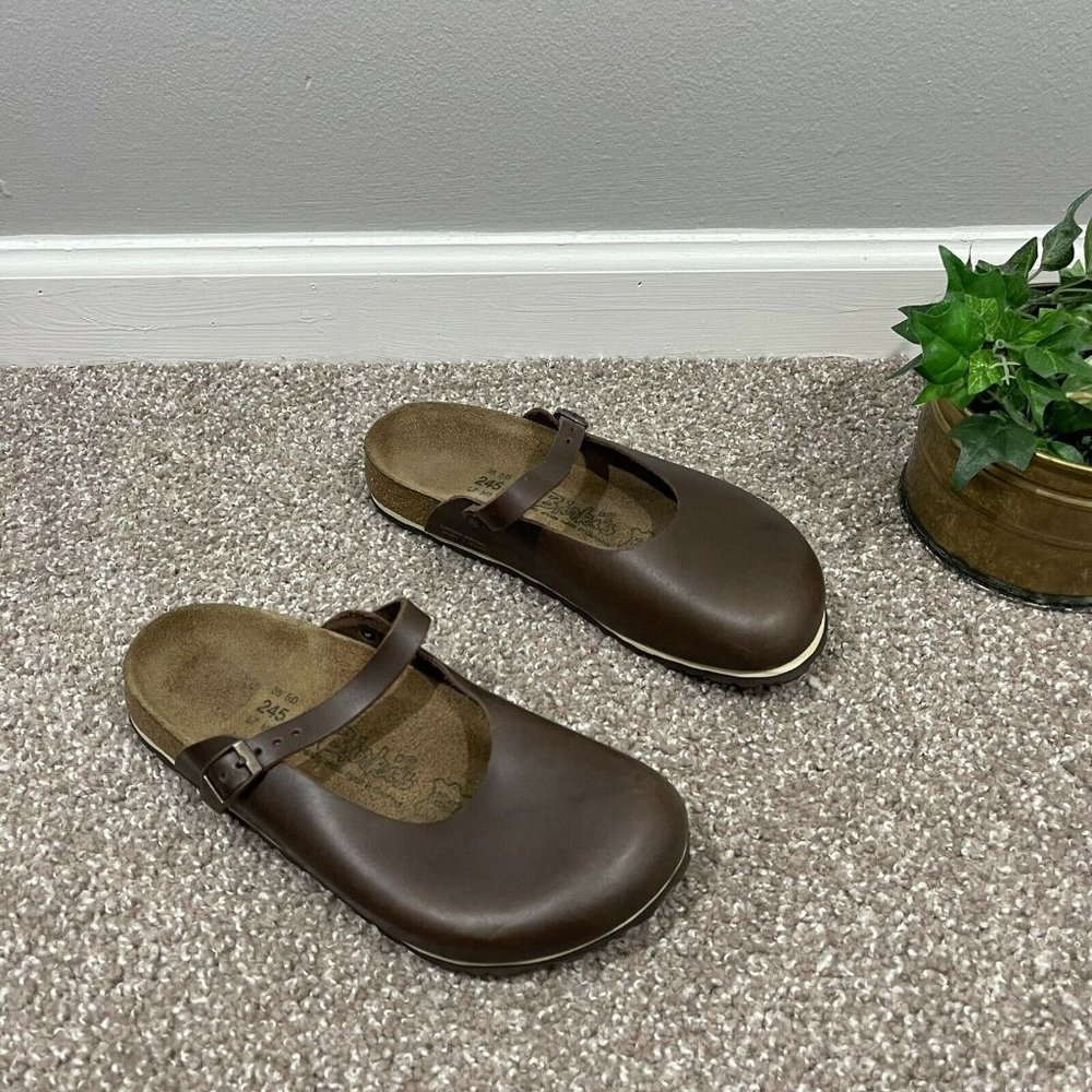 Birkis Birkenstock Women's ROSEMEAD Brown Leather Mary Jane Mule Clogs Size 7 - Picture 5 of 10